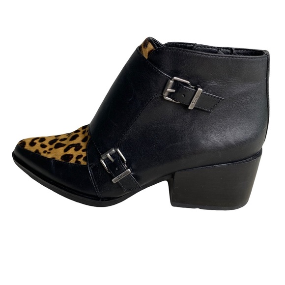 Circus by Sam Edelman Boots Black Leather with Cow Print Fur Reese Leopard 6.5 - Picture 11 of 14